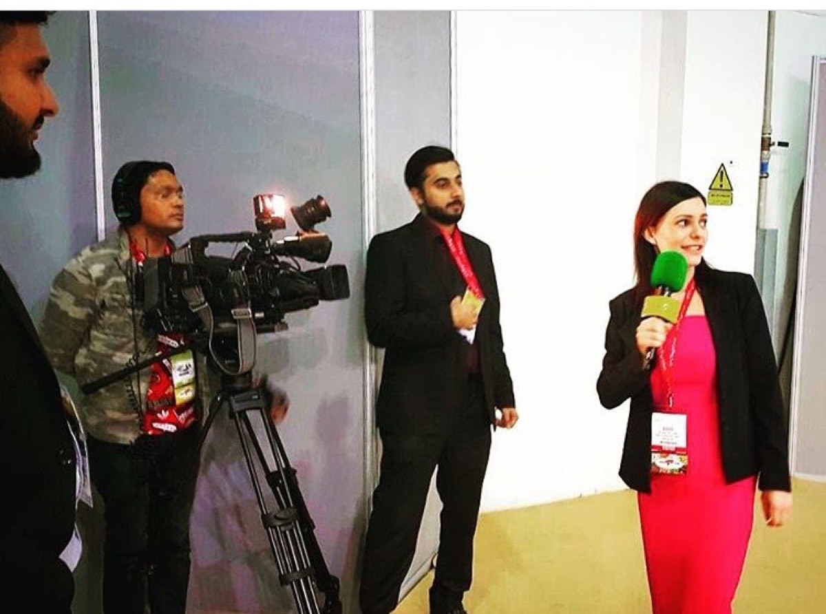 Media interview at an industry event